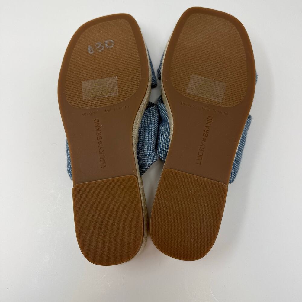 Lucky Brand Grenly Blue Fabric Twist Espadrille Slide Sandal Women's 8M NWOT - Picture 10 of 11